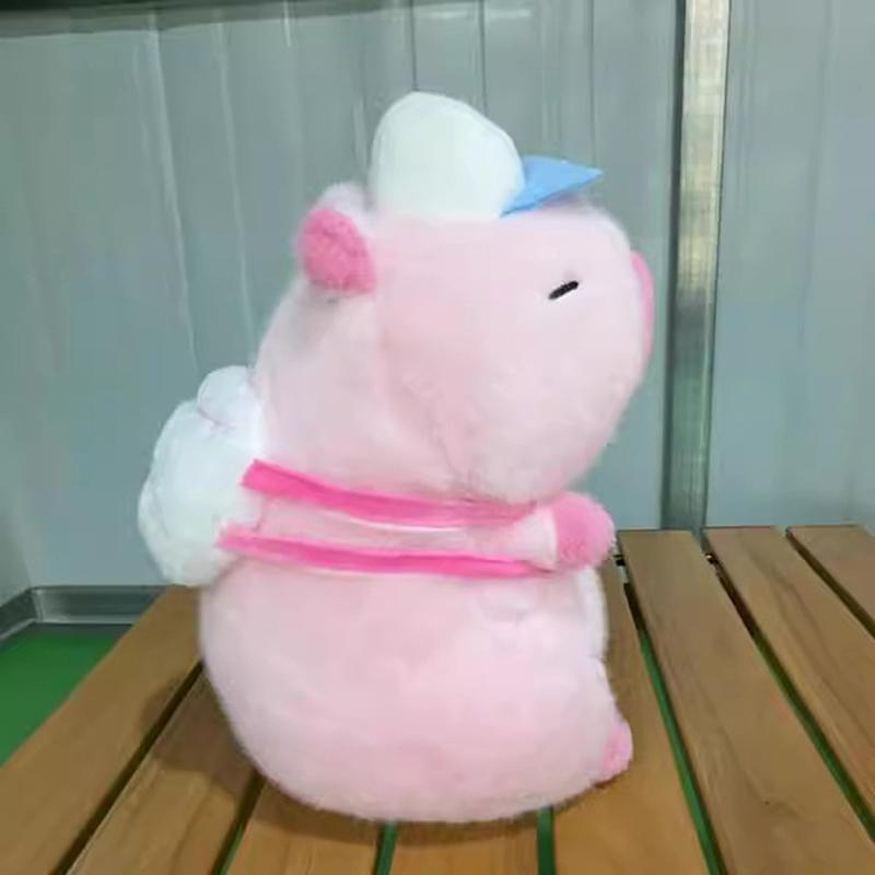 25Cm Cute Fluffy Pink Capybara Plush Toys Kawaii Baseball Backpack Stuffed Dolls Animals Kids Birthday Gift Home Decor