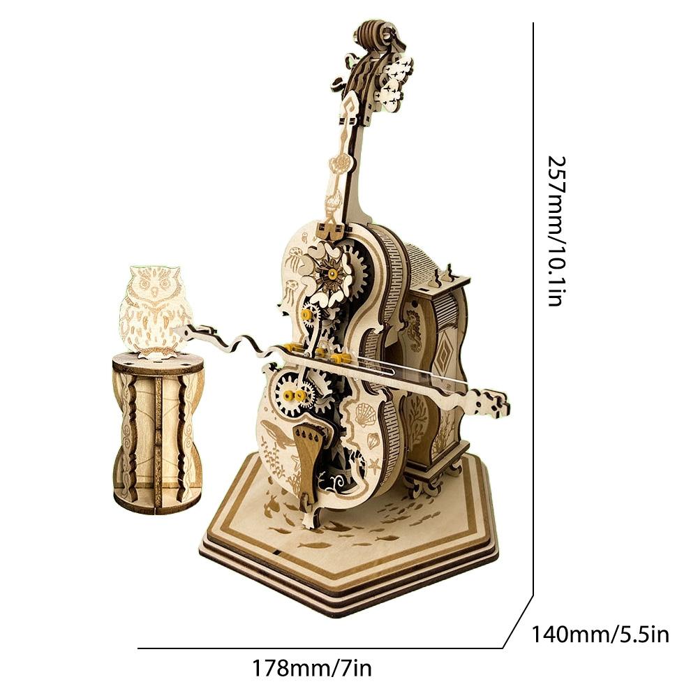 Music Box for Adult To Build Cello Music Box Kit 3D Wooden Puzzles DIY Assembly Creative