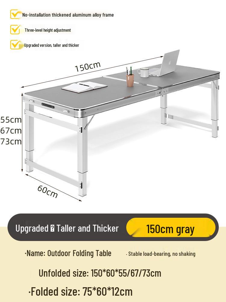 Adjustable Height Aluminum Folding Picnic Table & Chairs Set for Outdoor Camping & BBQ