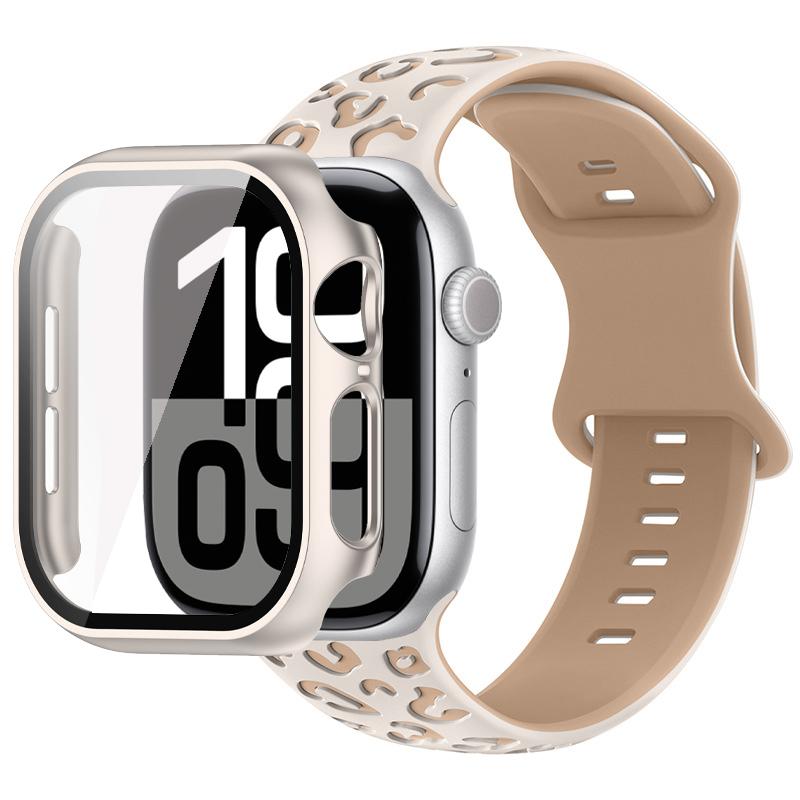 2in1 Case Strap For Apple Watch Band 46mm 44mm 41mm 41mm 40mm 38mm 42mm Watch Glass Case+Silicone Bracelet iwatch Series 11 10 9 8 7 6 5 4 SE3