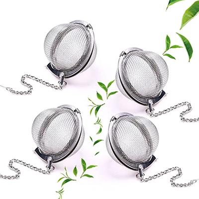 4 Pcs Tea Infuser, Stainless Steel Mesh Tea Infuser Filters With Extended Chain Hook And Extra Fine Mesh For Making Loose Leaf Tea And Spices