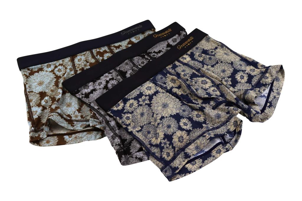 Grave Vault Bloom Short Boxer Navy Briefs, Men's,