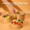 Kraft Paper Round Food Boxes with Clear Anti-Fog OPS Lids 25 Pack Heavy Duty Disposable for Food Truck Takeout Picnic Party Supplies