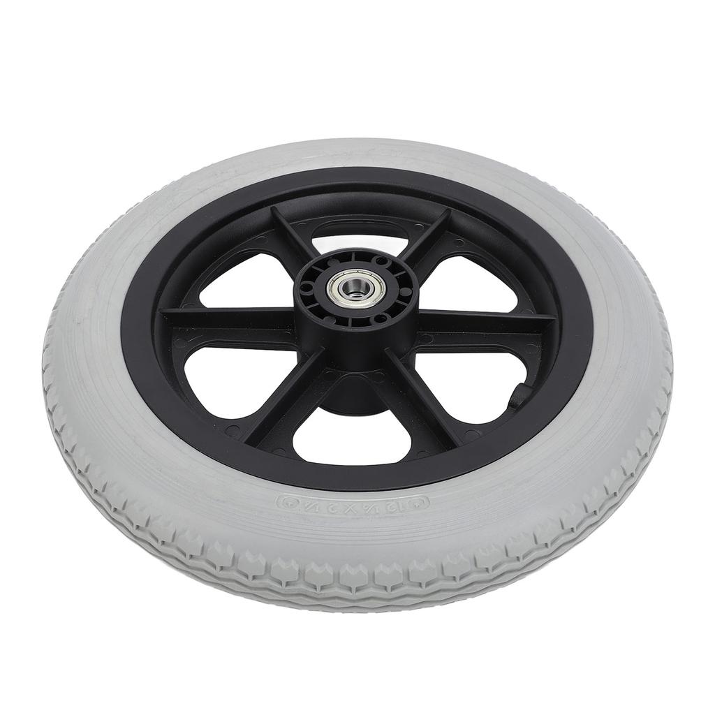 Rollstuhlrolle 12 Zoll Voll-PU-Rad Rutschfest Manuelle Rollstuhl-Ersatzteile Grau