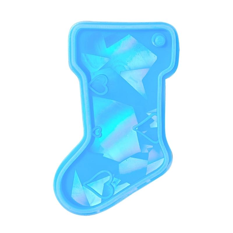 Jewelry Casting Mold Christmas Stocking Silicone Mold Holographic Resin Mold for DIY Keychains Earring Pendant Making 1 синий