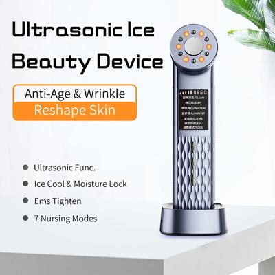 Hot Cold Beauty Device Ultrasonic Face Massager Cryotherapy Skin Lifting Tightening Vibration Massager Shrink Pores Anti Aging