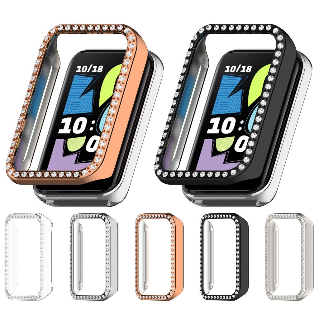 For Honor Band 10 Watch Case Rhinestone Decor Hollow Electroplating PC Watch Cover