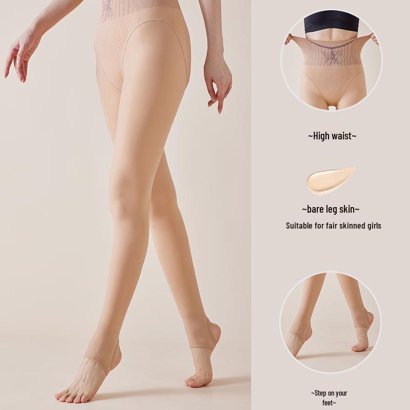 Huaxianzi High Waist Black Silk Tummy Control Leggings with Bare Leg Effect & Fleece Lining