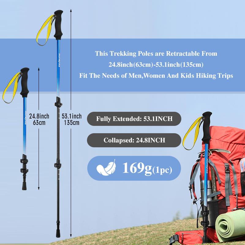3K Carbonfaser Trekkingstöcke,Leichte Wanderstöcke, Wanderstöcke geeignet für Wandern, Trekking, schlammiges Gelände und schneebedeckte Umgebungen