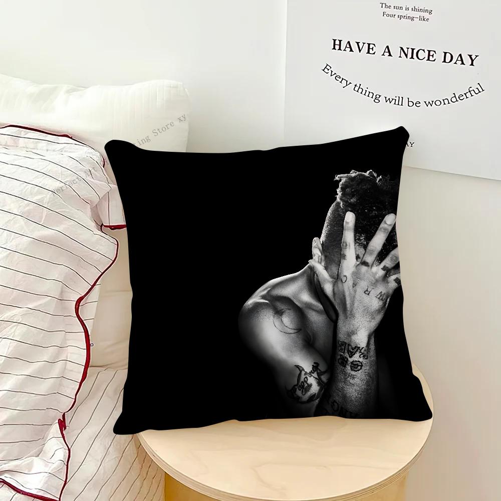 Singer XXXTentacion Rap Hip Hop Music Pillow Case Fashion Square Pillowcase Bedroom Sofa Room Ins Decoration Leisure Cushion