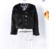 2024 Women Winter Fashion New Faux Fox Fur Coat Metal Button Thickened Warm Tops
