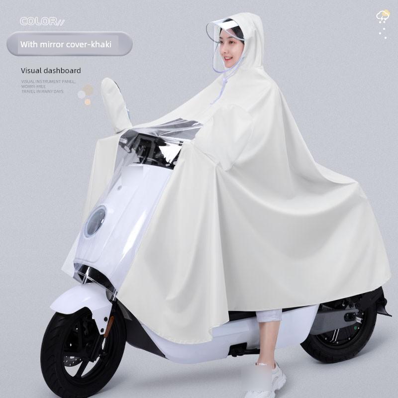 Electric Motorcycle Raincoat for Women, Double-Person Full-Body Long Raincoat, Storm-Proof, Parent-Child Riding, Mother-Child Dedicated Rain Poncho