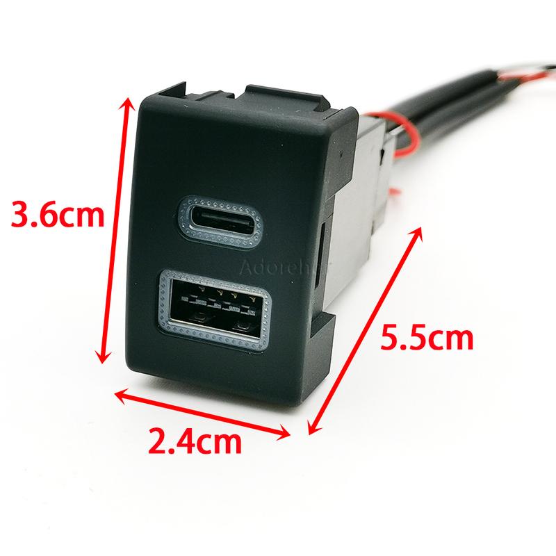 24*36mm Car Charger QC3.0 USB Type-c Socket Adapter Modified Charging Socket for Suzuki Jimny 2007-2015 Accessories
