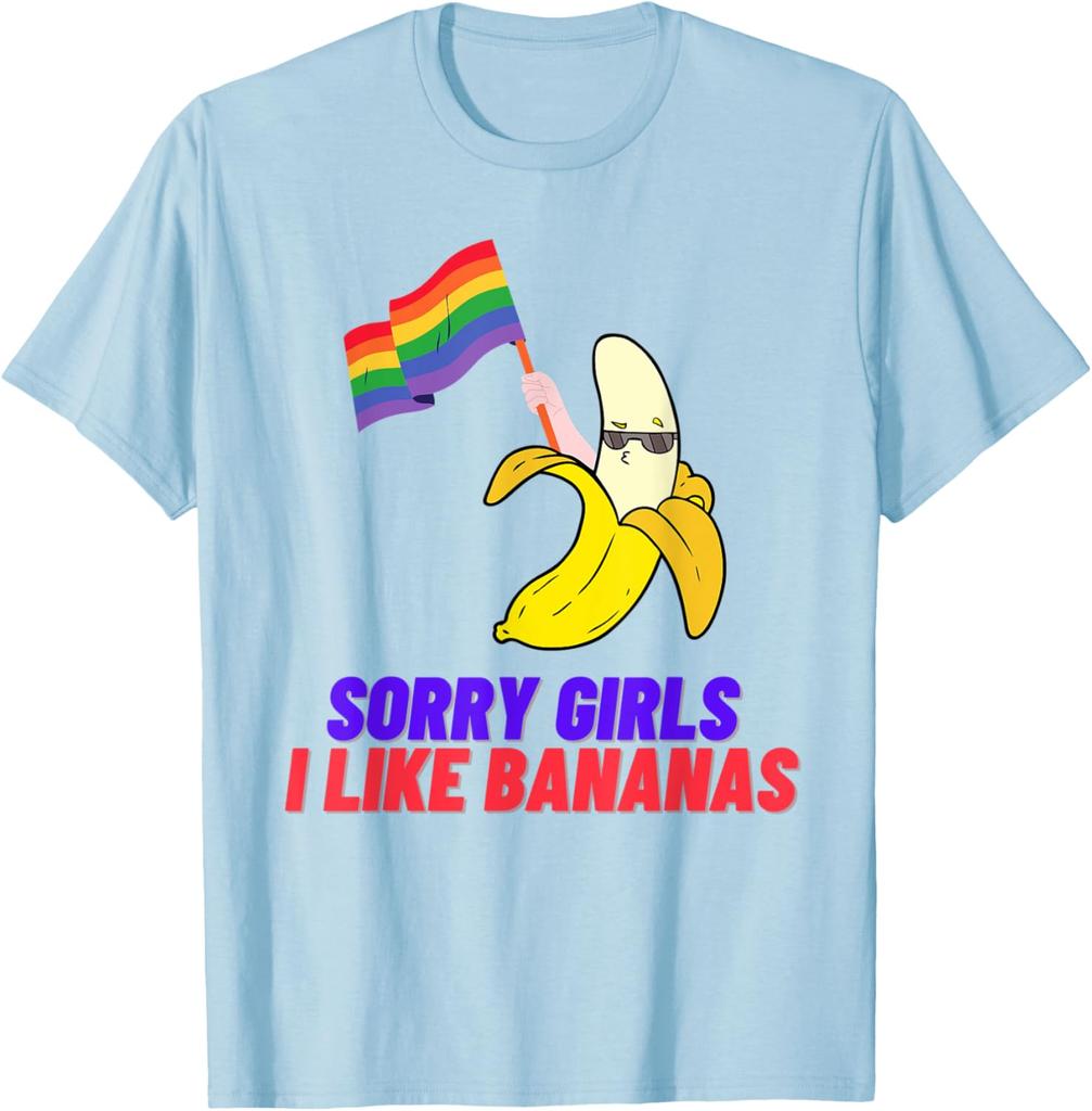 Gay Lgbtq Pride Month Fun Banana Print T Shirt Unisex Sorry Girls I Like Bananas Vintage Flag Lgbt Tees