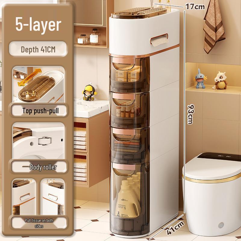 Multi-Layer Bathroom Crevice Storage Cabinet - No Installation Required