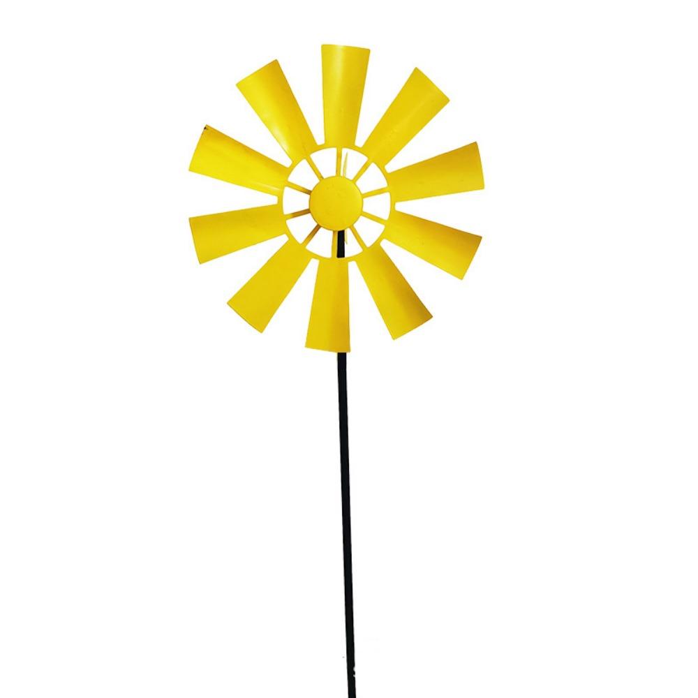 High Quality 24*73Cm Wrought Iron Metal Rotating Windmill 8 Colors Metal Wind Spinner Lawn Pinwheel Decor Supplies