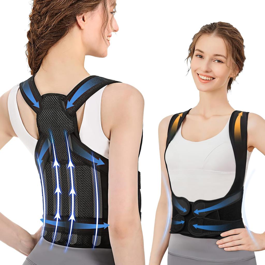 Kemolpo Posture Support Belt for Rounded Spine Easy to Put On and Take for Men and Women Hunchback, Shoulders, Support, Off, Breathable, Stretchy,