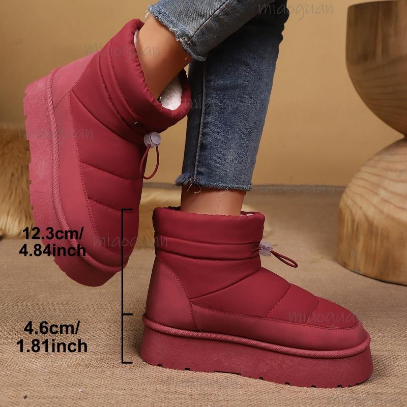 Fashion Outdoor Women's Snow Boots White Red Warm Short Plush Thick Sole Fur Boots Autumn Winter Comfortable Botas Para Mujer Size36-41