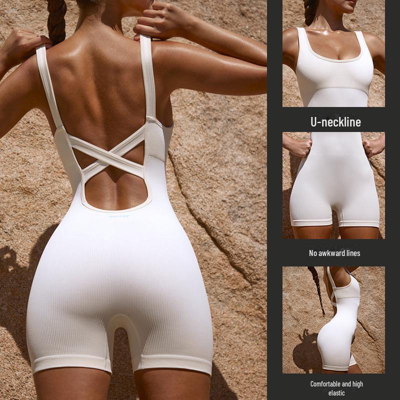Sleeveless Cross-Back Yoga Bodysuit: Quick-Drying, Hip-Lifting, Stretch One-Piece Shaper