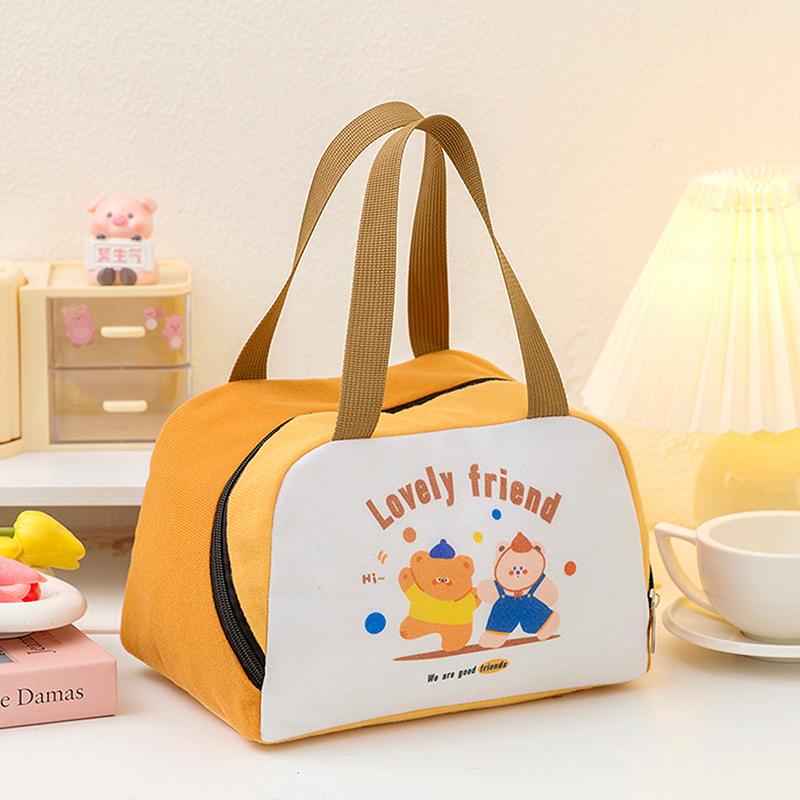 Cartoon Cute Fresh Cooler Lunch Bag For Children Aluminum Thermal Oxford Lunch Box Waterproof Nylon Portable Zipper Food Hangbag