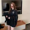 Women Loose Bf Style Retro Korean Casual Long Sleeve Hoodless Pullover Sweatshirt