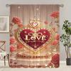 2pcs- Valentine's Day LOVE- Printed curtain 100% polyester material, suitable for home decoration (excluding poles)