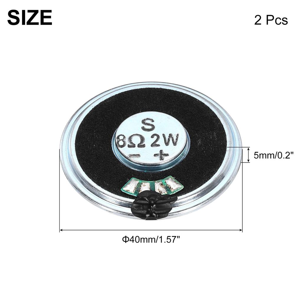 Uxcell 2pcs 2W 8ohm Mini Speakers Metal Shell Round Internal Micro Magnet Speakers Mini Speakers DVD EVD Multimedia Mobile Portable Advertising