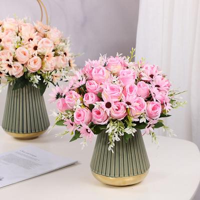 Einzelner simulierter Blumenstrauß zum Selbermachen, gepaart mit Heimdekoration, getrockneten Blumen, Stoffblumen, Wohnzimmerdekoration, Blumenarrangement, Hochzeitsblumenarrangement