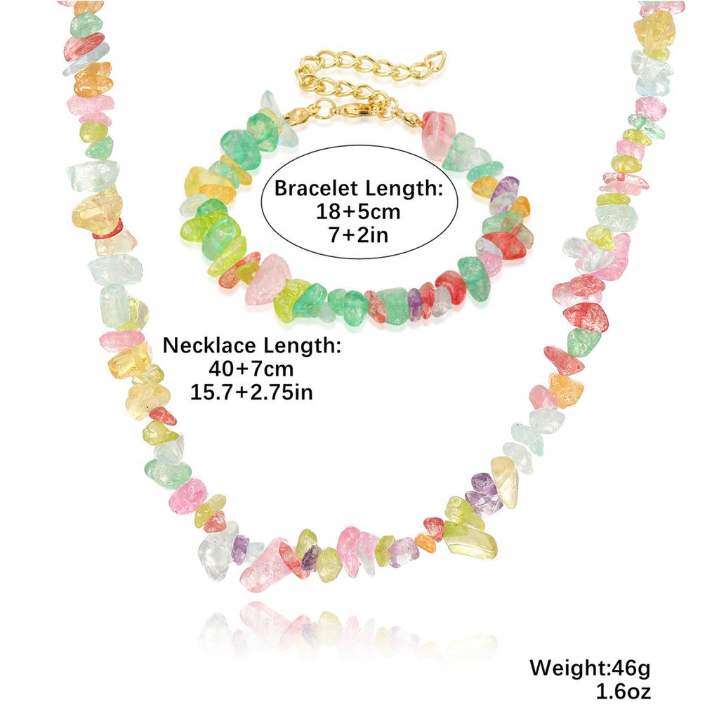 Necklace for Women Jewelry Gravel Beaded Natural Stone Necklace Handmade Colorful Stone Bracelet Necklace Women Beautiful Elegant Necklace for Her