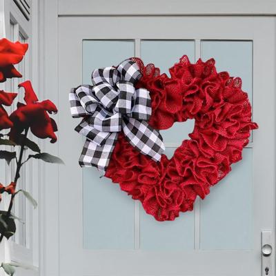 Roter Herz-Kranz Valentinstag 5,7'' Wandbehang Tür Künstlicher Girlande für Festival Hochzeit Zuhause Foto Requisiten Dekor