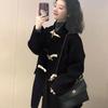 Short Wool Coat Women Winter Korean Style Horn Button Jacket High Quality Petite Outerwear