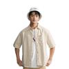 Calvin Klein Solid Color Square Pocket Single-Breasted Short Sleeve Shirt Men Tops Light-Khaki 40MM729-CXX