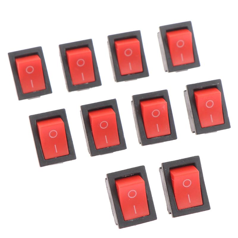 10Pcs 2Pin 21X15Mm Rocker Switch 6A/250Vac Power Switch On-Off Red Black White