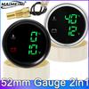 2in1 52MM Water Temp Gauge with Warning Digital Dual Gauge Voltage for Marine Boat Car Truck RV Yacht Water Temperature Meter