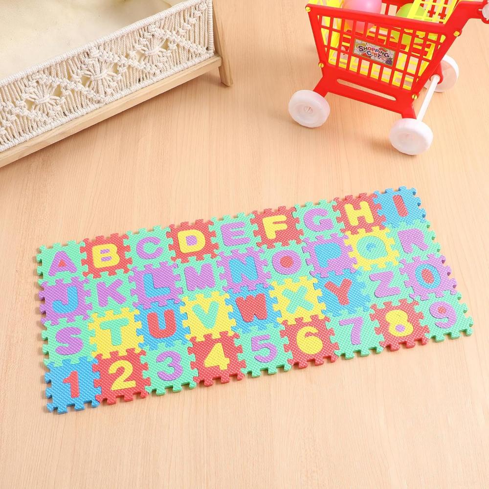 36Pcs Mini Number Alphabet Alphabet Puzzle,Floor Mat for Baby, Foam Puzzle Play Table Mat,Alphabet Mat Play Mats for Toddlers