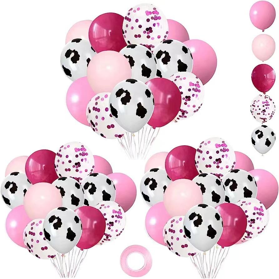Pink Cow Print Balloon Confetti Helium Latex Balloon For Birthday Baby Farm Party