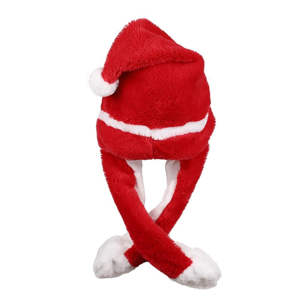Santa Hat Ear Funny Plush Luminous Hat Cap for Women Girls Cosplay Christmas