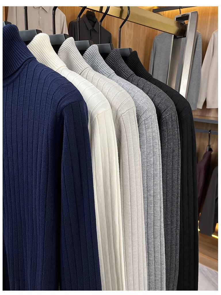 Men's Fashionable Thick Knit High-Neck Pullover Sweater
