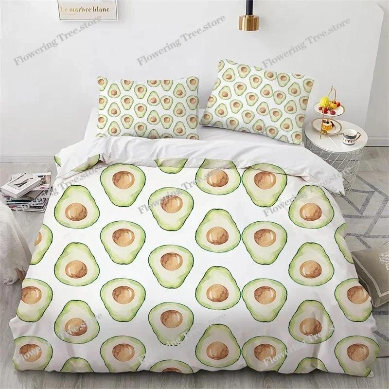 3D Avocado Bettbezug Mikrofaser Niedlich Frucht Bettdeckenbezug Cartoon Avocado Gesichter Bettwäscheset Full Für Kinder Jungen Mädchen Erwachsene