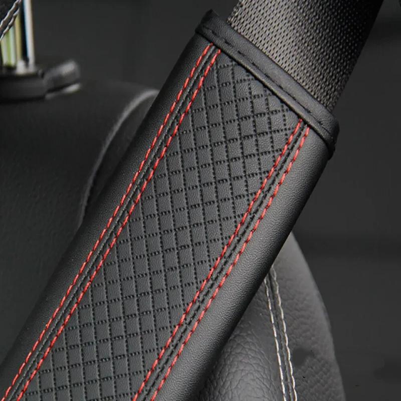 Embossed Fiber Leather Car Seat Belt Shoulder Strap Cover 1Pc Decompression Comfort Easy To Clean for Daily Use 1PCS