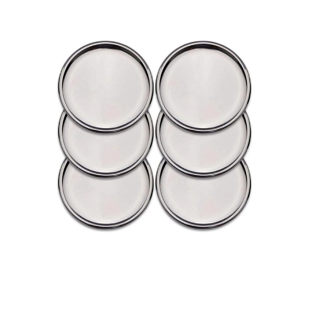 6 bucăți din oțel inoxidabil 21.cm Tavă rotundă pentru ceai, cafea, prăjituri Tavă de prezentare decorativă