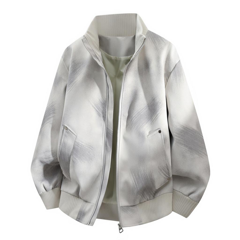 Retro leather jacket men's autumn new loose stand-up collar PU casual coat