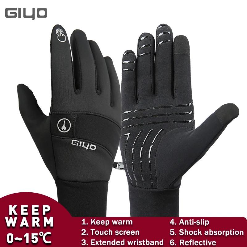 GIYO Winter Cycling Gloves Men Women Touch Screen Anti-slip Windproof Thermal Gloves Bicycle Outdoor Sports Full Finger Mittens 6