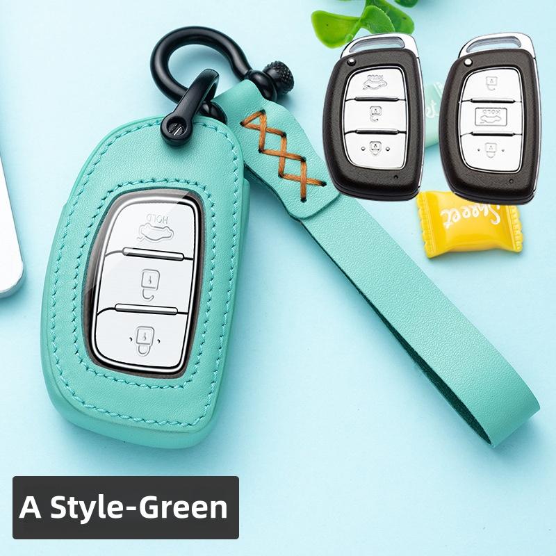 

2026 New Ethnic Style Key Case Cover For Hyundai ix25 ix35 ix45 Tucson Sonata Rena Creta Verna Solaris Mistra Elantra Accent Full Protection Shell зелений