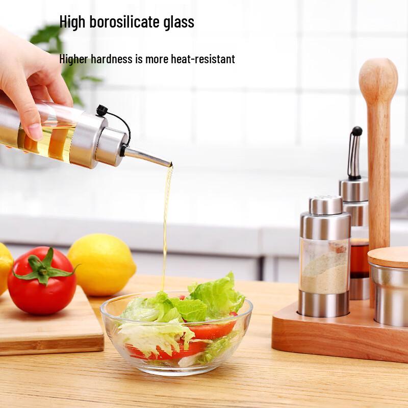 Yingbai Modern 5-Piece Seasoning Jar Set with Square Wooden Base