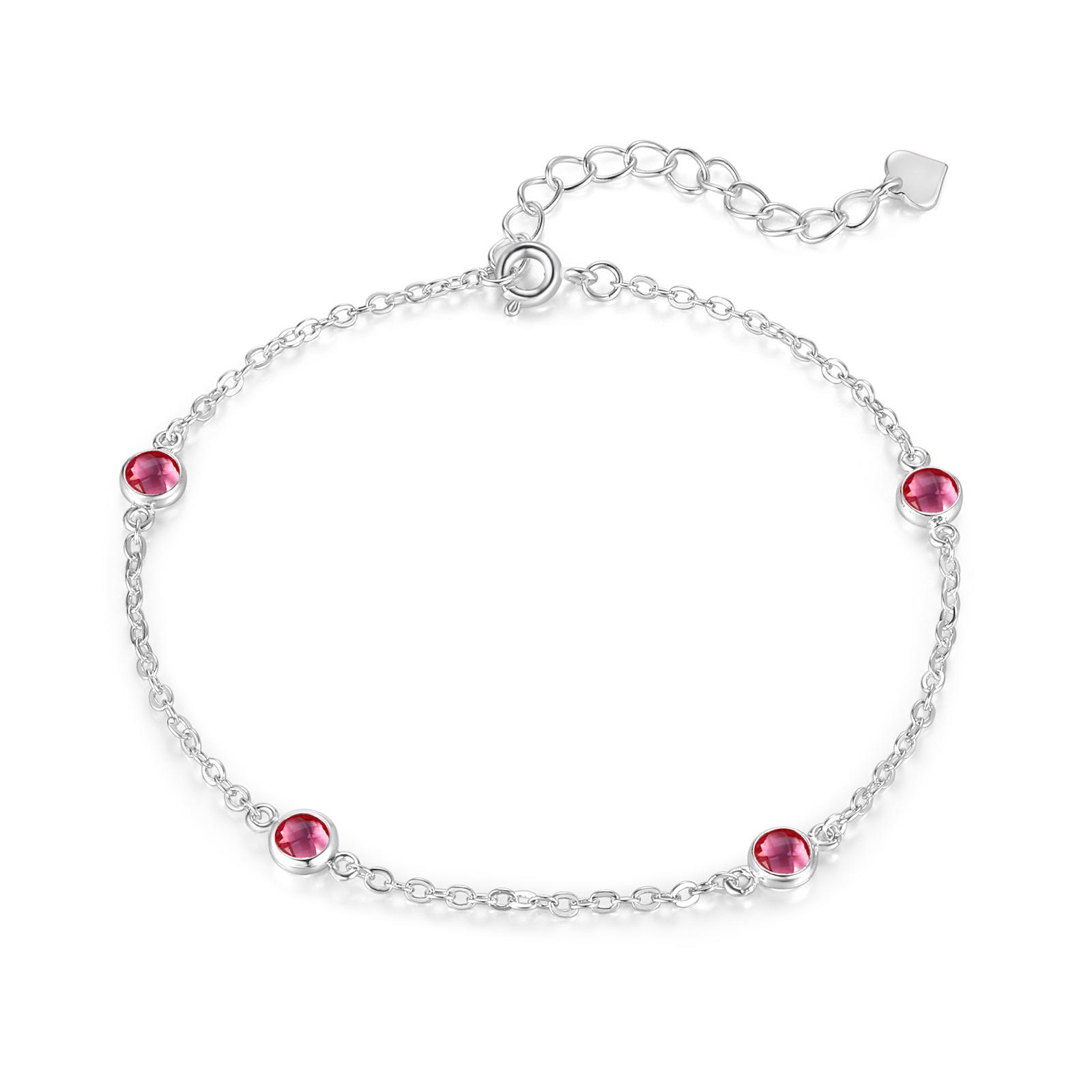 

A fashionable, exquisite and simple round four-diamond zircon bracelet copper-plated 18K gold adjustable, popular 7in