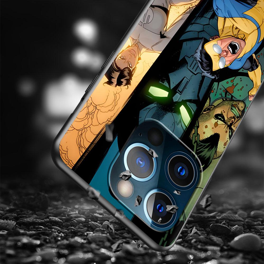 Invincible Case for Apple iPhone 14 11 16 Plus X XS 13 12 Mini XR 15 Pro Max Silicone Black Soft Phone Cover