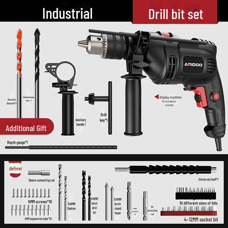 High-Power Dual-Function Electric Drill & Hammer for Household Use