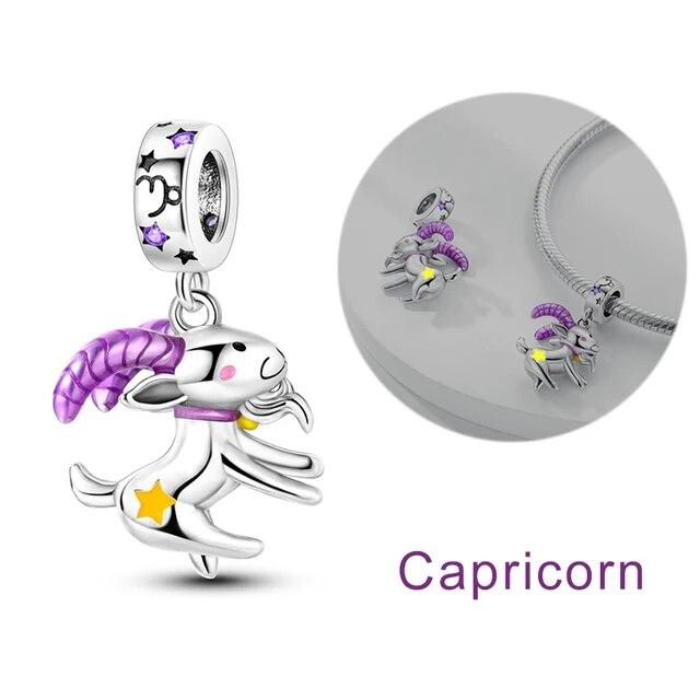 12 Zodiac Signs Constellation Charms Pendant Fit OriginalNew Bracelet Women 925 Silver Fine Jewelry Birthday Gifts