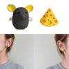 Cute Mouse and Cheese Earrings Adorable Style Asymmetry Earring for Animal Cartoon Ear Clips Earrings Jewelry Ornament